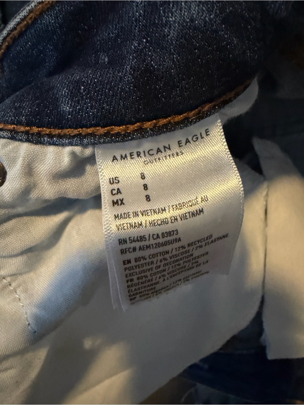 American Eagle Outfitters Dark Blue Distressed Denim Cutoff Shorts - Picture 3 of 6